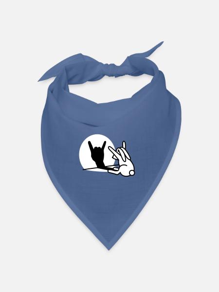 Kaninche Schatten Hand ROCK Musik HARD ROCK Fan - Bandana Dreieckstuch - Taubenblau