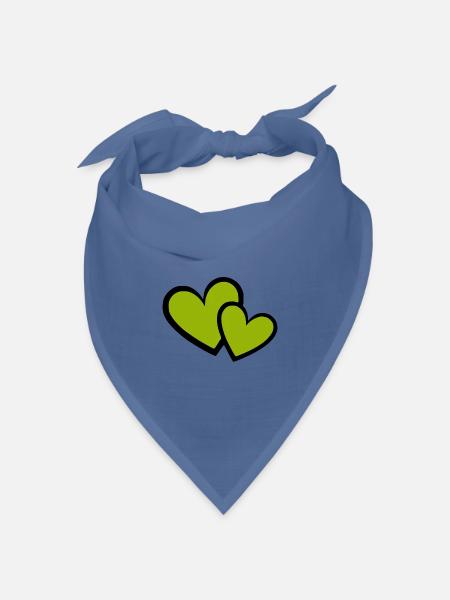 grünes Herz grün grüne Herzen Herzmuster - Bandana Dreieckstuch - Taubenblau