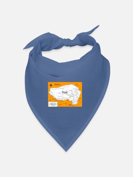Historische Karte von Tibet 1914 - 1950 - Bandana Dreieckstuch - Taubenblau