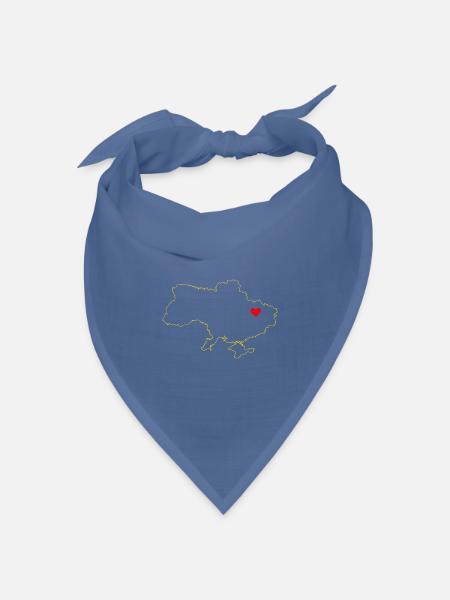 Ukraine Landkarte - Minimalistisches Gold-Design m - Bandana Dreieckstuch - Taubenblau