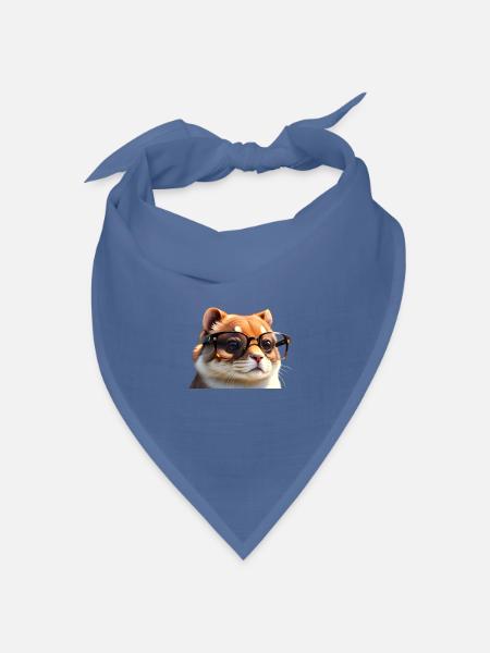 Brillentragende Katze - Bandana Dreieckstuch - Taubenblau