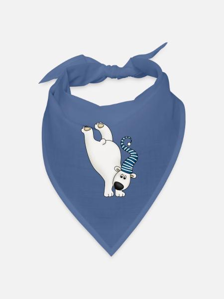 Winterfreigeist Polarbär mit Streifenkappe - Bandana Dreieckstuch - Taubenblau
