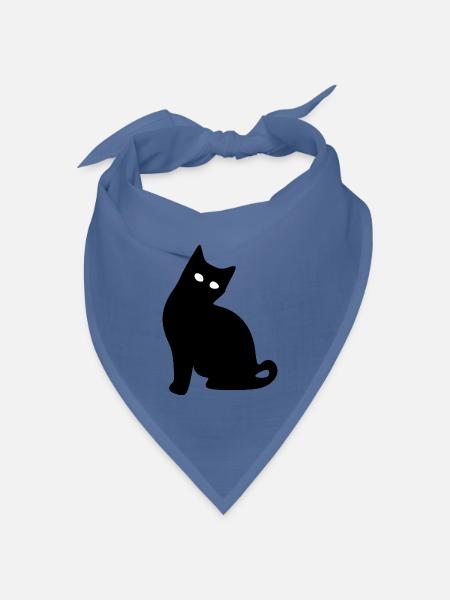 Katze Silhouette schwarz Geschenk Katzenliebhaber - Bandana Dreieckstuch - Taubenblau
