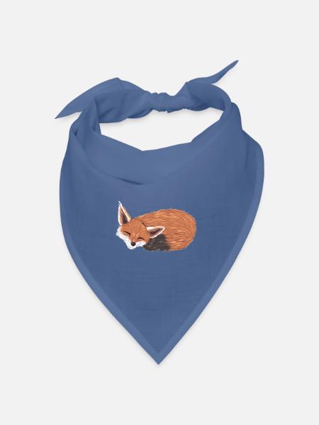 Füchsin im Schlaf mit Warmfarben - Bandana Dreieckstuch - Taubenblau