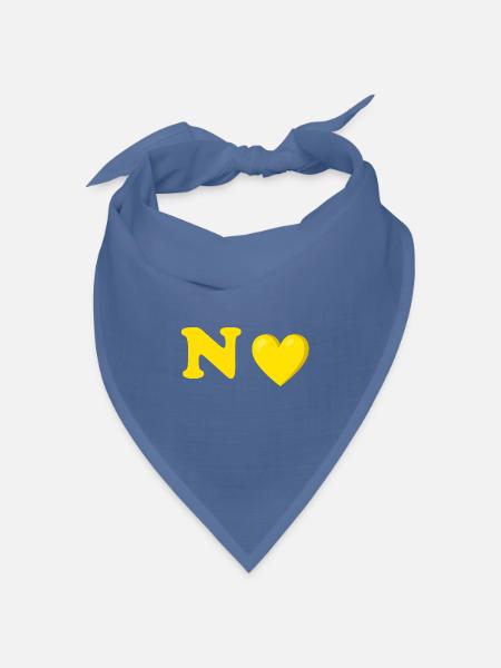 Gelbes Herz-Buchstaben-Design - Bandana Dreieckstuch - Taubenblau