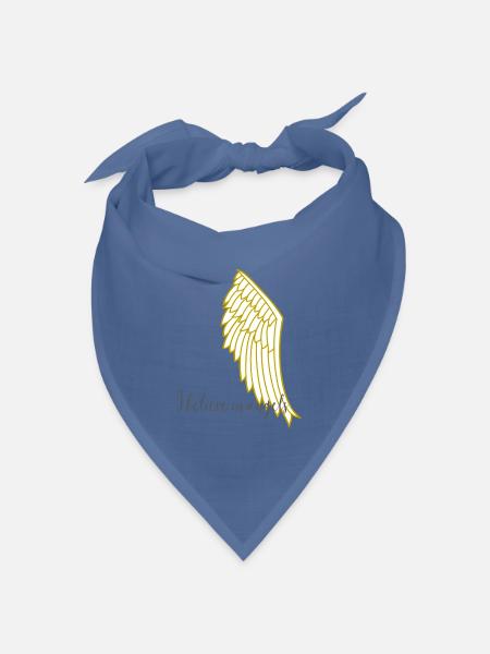 I Believe in Angels / Engelsflügel / Flügel gold - Bandana Dreieckstuch - Taubenblau