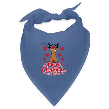 Merry Christmas Rentier – Weihnachten - Bandana Dreieckstuch - Taubenblau - Vorne