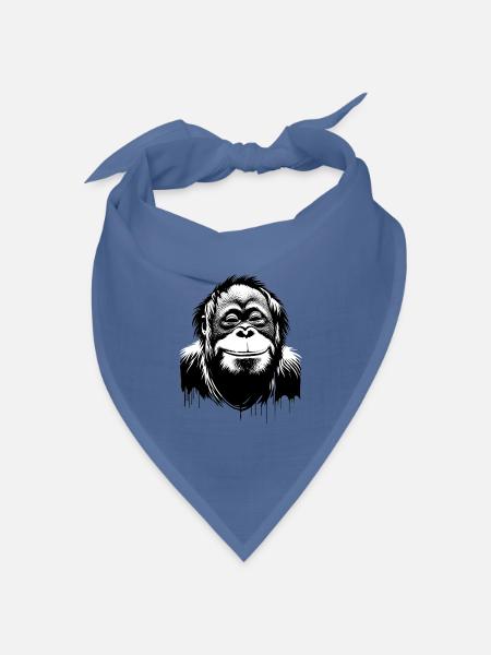 Grinsendes Orang Utan Gesicht | Affe lächelt - Bandana Dreieckstuch - Taubenblau