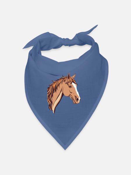 Pferd Pferdekopf - Bandana Dreieckstuch - Taubenblau