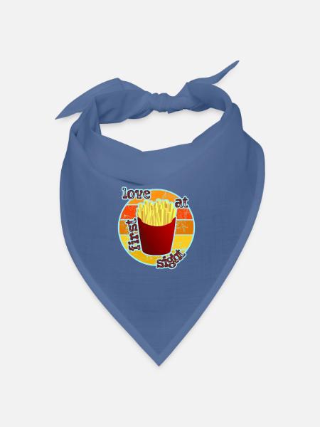 Pommes - French Fries - Bandana Dreieckstuch - Taubenblau