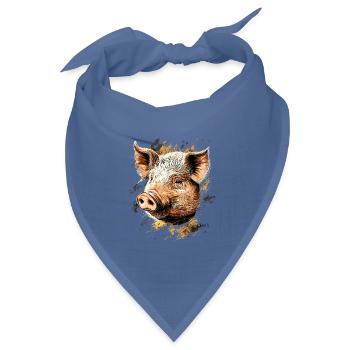 Schwein Hausschwein Sau Schweine Liebe Schweinchen - Bandana Dreieckstuch - Taubenblau - Vorne