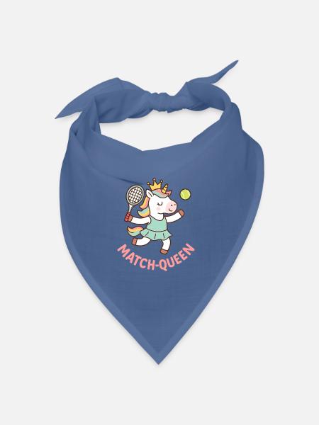 Match Queen Einhorn Tennis Shirt Mädchen - Bandana Dreieckstuch - Taubenblau