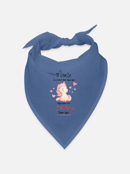 Pastell-Einhorn für Muttertag - Bandana Dreieckstuch - Taubenblau