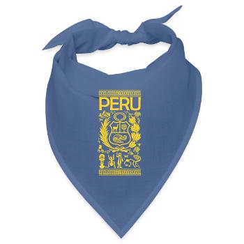 Goldenes peruanisches Emblem - Bandana Dreieckstuch - Taubenblau - Vorne