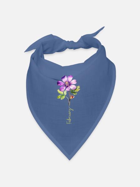 Detaillierte Illustration der Februarblume - Bandana Dreieckstuch - Taubenblau
