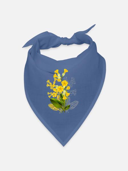 Schlüsselblume Illustration–Teilkoloriertes Design - Bandana Dreieckstuch - Taubenblau