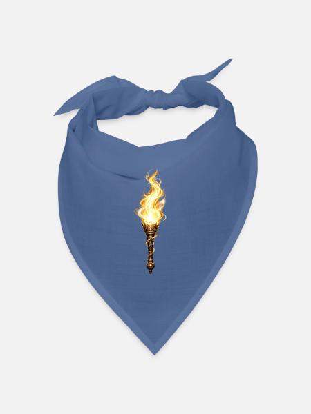 Flammende Fackel – Fantasy Stil - Bandana Dreieckstuch - Taubenblau