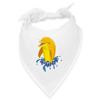 Delphin gelb Spritzer - Bandana Dreieckstuch - Weiß - Vorne