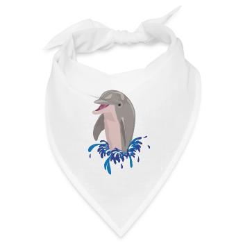 Delphin Meer Strand Spritzer - Bandana Dreieckstuch - Weiß - Vorne