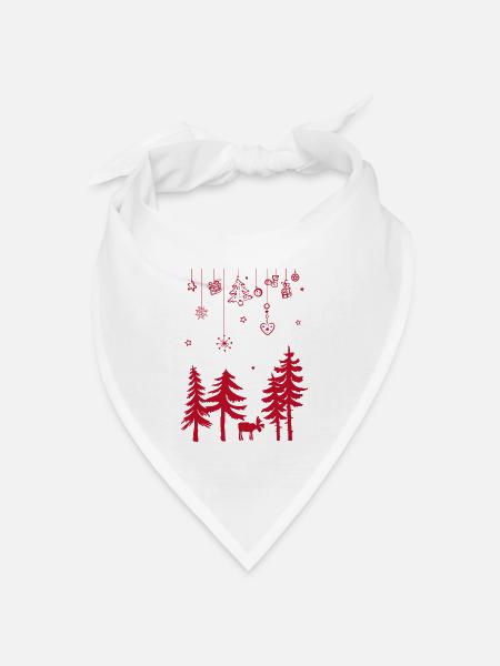 Elch Wald Weihnachten Dekoration Girlande - Bandana Dreieckstuch - Weiß