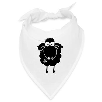 Schaf schwarz - Bandana Dreieckstuch - Weiß - Vorne