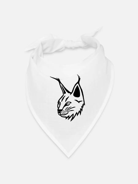 Porträt des schwarzen Luchses - Bandana Dreieckstuch - Weiß