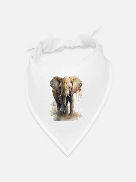 Süßer Kleiner Elefant Aquarell - Bandana Dreieckstuch - Weiß