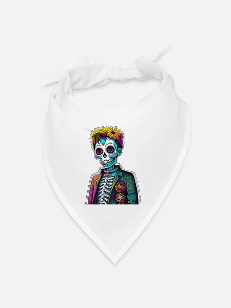 Farbiger Dia de los Muertos Kid - Bandana Dreieckstuch - Weiß