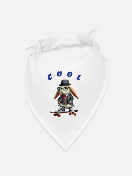 Cool rabbit - Bandana Dreieckstuch - Weiß