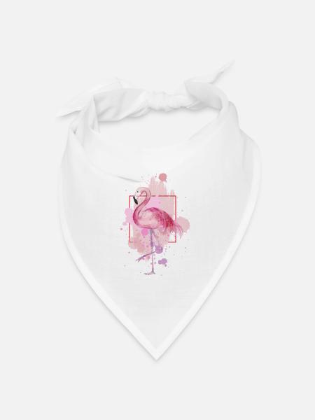Flamingo Vogel Exotisch Sommer Splash Rosa Pink - Bandana Dreieckstuch - Weiß