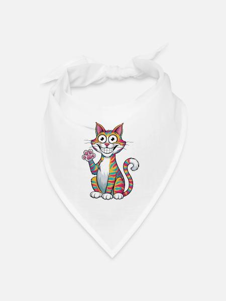 Winkende Katze - Bandana Dreieckstuch - Weiß