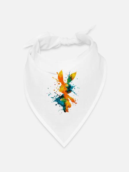 Abstract_Watercolor_Bunny_Rabbit_Splatter - Bandana Dreieckstuch - Weiß