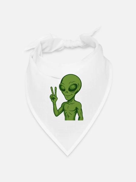 Alien Außerirdischer Frieden Peace - Bandana Dreieckstuch - Weiß