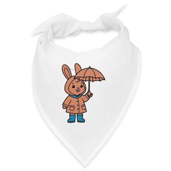 Niedlicher Hase Regenmantel Schirm - Bandana Dreieckstuch - Weiß - Vorne