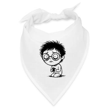 Student Coffee Fatigue Blank Gaze Manga - Bandana Dreieckstuch - Weiß - Vorne