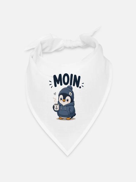 Pinguin im Hoodie mit Kaffee - Bandana Dreieckstuch - Weiß