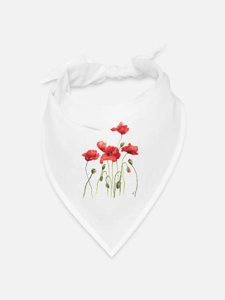 Rote Mohnblumen - Bandana Dreieckstuch - Weiß