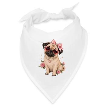 Mops Hund süßer Mops niedlicher Mops - Bandana Dreieckstuch - Weiß - Vorne
