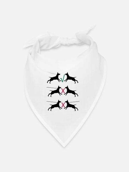 Hunde an der Leine - Bandana Dreieckstuch - Weiß