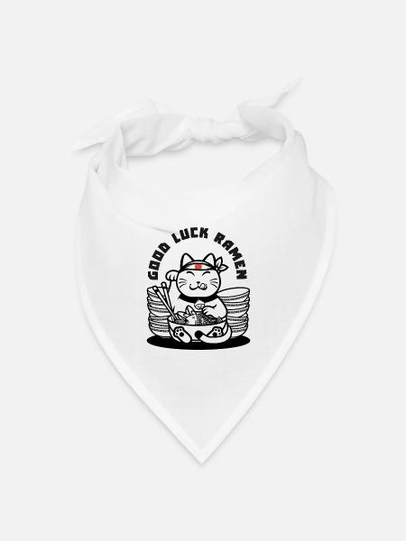 Viel Glück Ramen - maneki neko - Bandana Dreieckstuch - Weiß