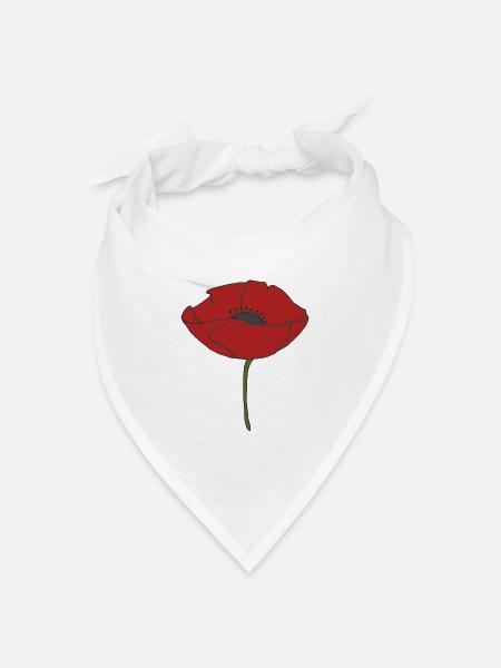 mohnblume - Bandana Dreieckstuch - Weiß