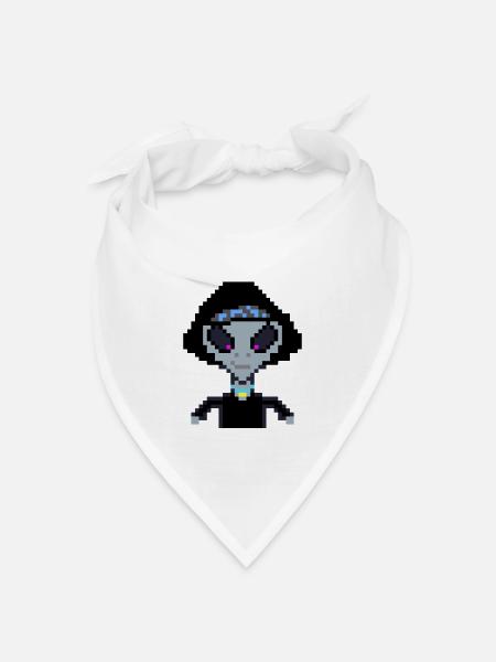 Pixel Alien "Black Girl" - Bandana Dreieckstuch - Weiß