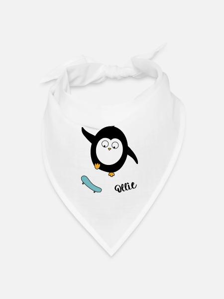 Skater Pinguin - Bandana Dreieckstuch - Weiß