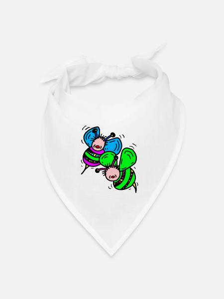 Bienen - Bandana Dreieckstuch - Weiß