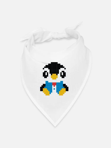 Ein Pinguin im pixeligen Anzug - Bandana Dreieckstuch - Weiß
