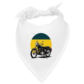 Vintage Motorrad Illustration - Bandana Dreieckstuch - Weiß - Vorne
