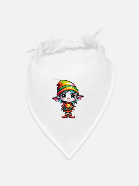 Wichtel / Zwerg / Fee / Weihnachten / Elf - Bandana Dreieckstuch - Weiß