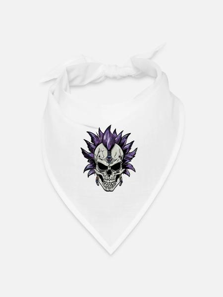 Punk Skull – Purple Mohawk - Bandana Dreieckstuch - Weiß