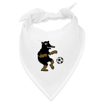 Bär Fussball - Bandana Dreieckstuch - Weiß - Vorne
