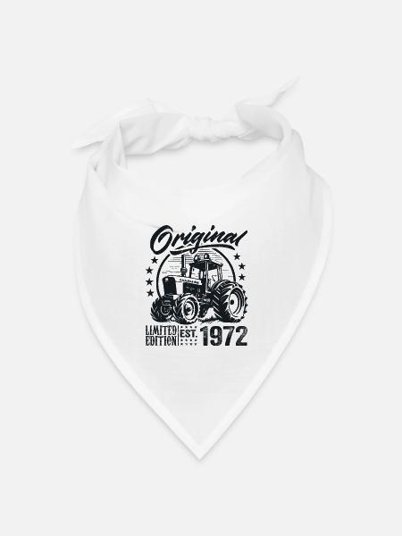 Original 1972 Geburtstag 1972 Farmer Traktor - Bandana Dreieckstuch - Weiß